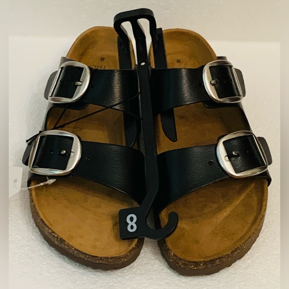 Black Sandals Footbed Slide Size 8 Women’s - Picture 1 of 6